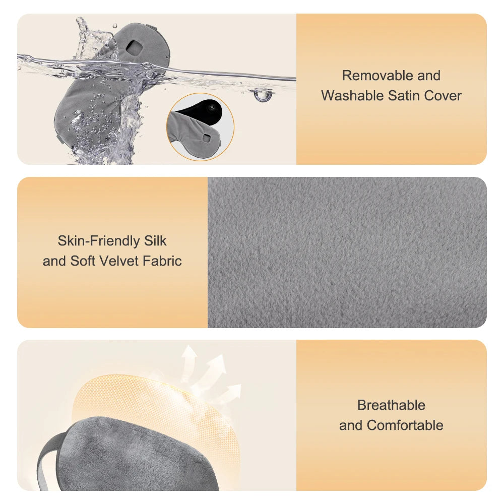 PASTSKY Cordless Heated Eye Mask – 3 Levels Warm Compress, Smart Timing, Electric Relaxation Sleep Aid