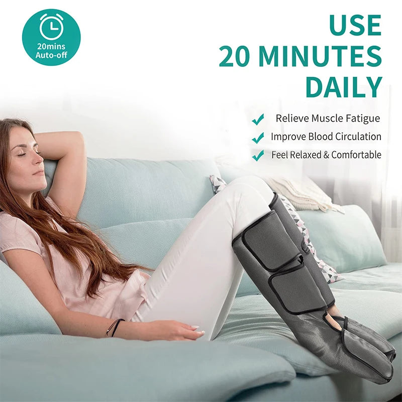 Selfika Air Compression Leg Massager with Adjustable Calf Wraps & Handheld Controller
