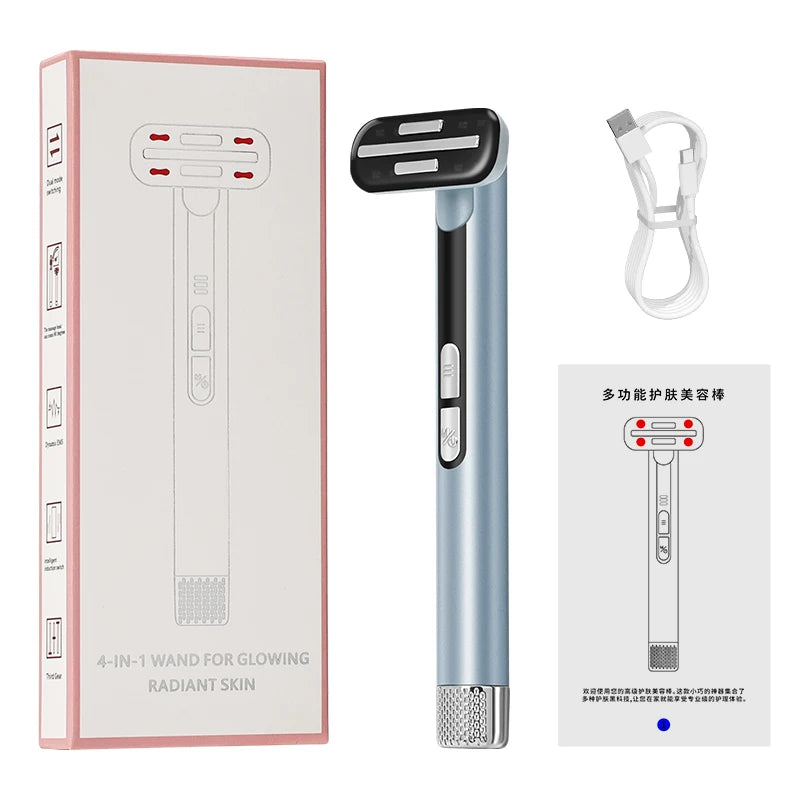 7 Colors LED Facial Wand with EMS Microcurrent and Thermal Therapy for Skin Care