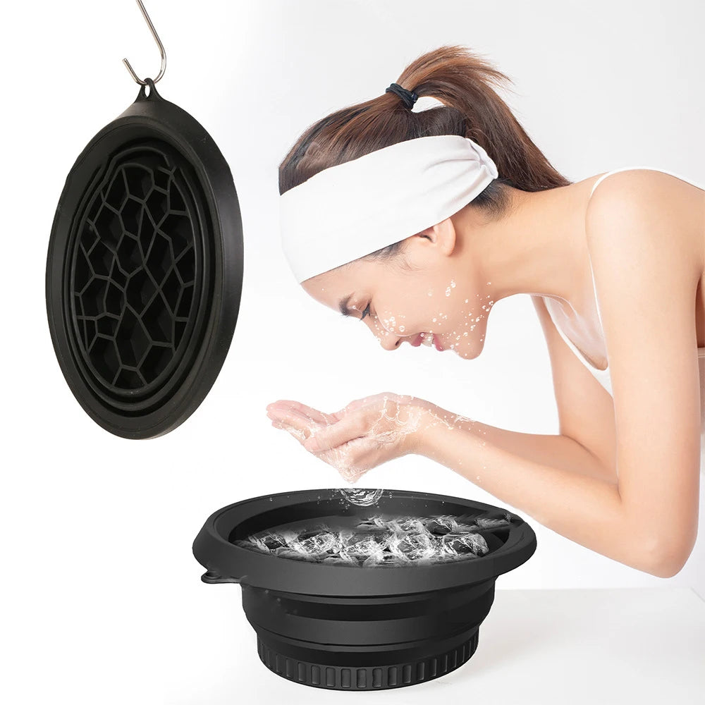 harupink Foldable Silicone Face Ice Bath Bowl – Portable Facial Plunge Washbasin, Travel Skincare