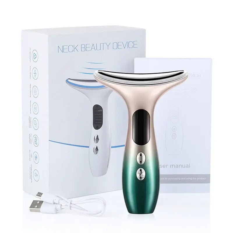 miqmi EMS Microcurrent Neck & Chin Lifting Device – LED Light, Vibration, Anti-Wrinkle Appearance