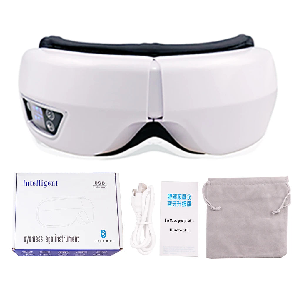 Raiuleko Smart Airbag Compression Eye Massager – Portable Vibration and Heat Relaxation Device with Bluetooth Music