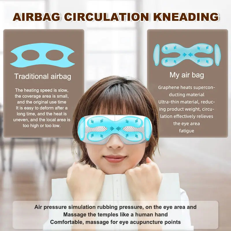 VIMYSHOW Portable Visible Eye Massager – Airbag Kneading, Hot Compress, Bluetooth Music Relaxation Sleep Mask