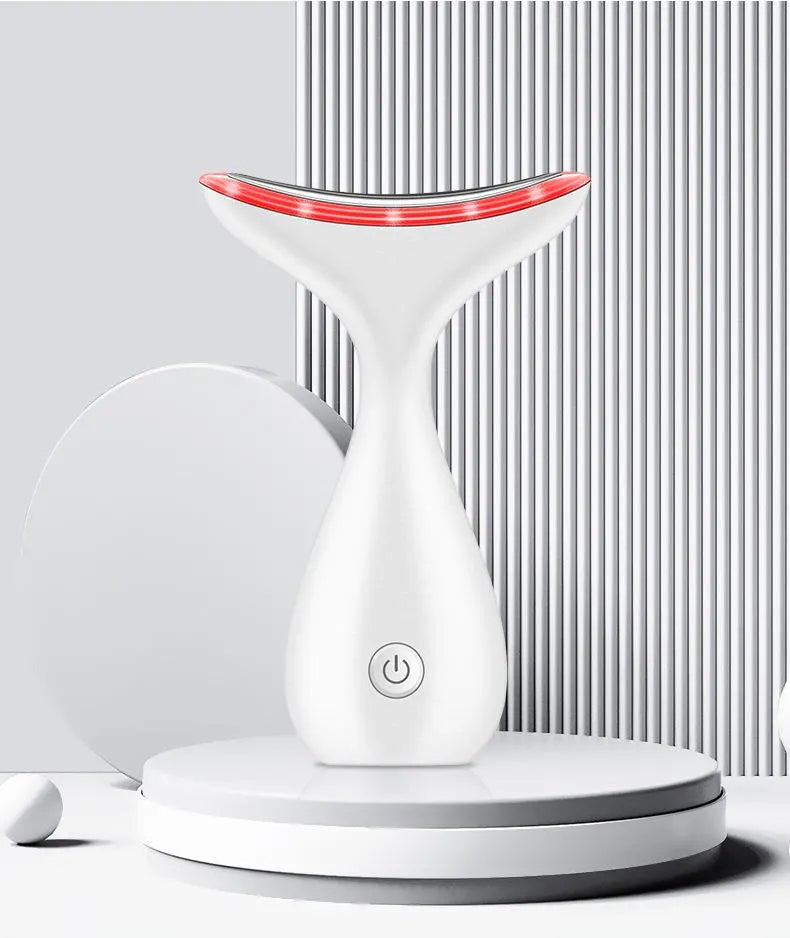 miqmi EMS Microcurrent LED Neck & Face Beauty Instrument – Anti-Wrinkle Appearance, Rechargeable Massager