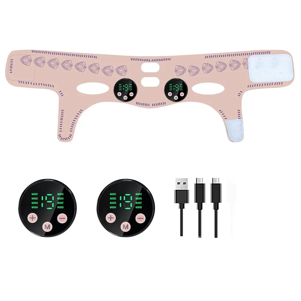 BINZIM EMS Facial Slimming Strap & Lifting Mask – Reduce Double Chin Appearance, USB Rechargeable