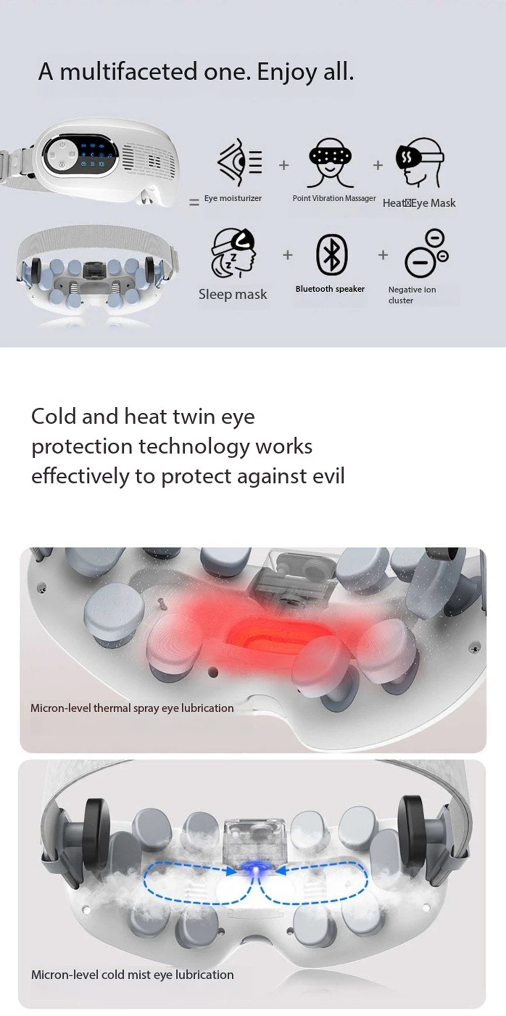 vilnason Advanced Nebulization Eye Massager – Hot and Cold Mist, Vibration, Bluetooth Music Relaxation Device