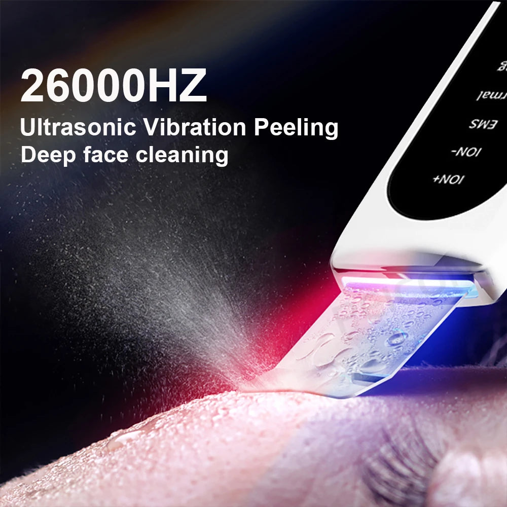 peicon Ultrasonic Skin Scrubber – Deep Face Cleaning, Blackhead Remover, EMS Ion Facial Spatula
