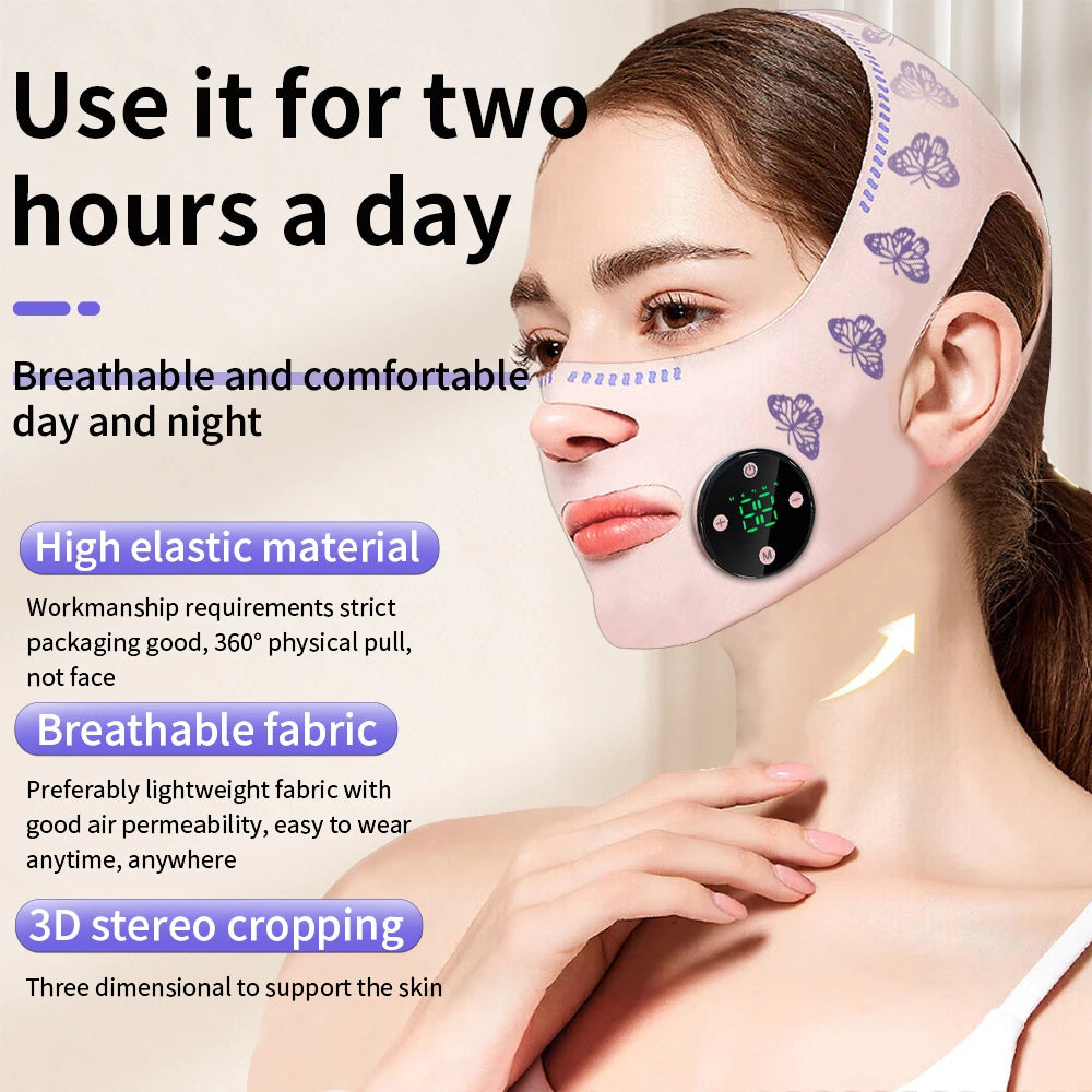 BINZIM EMS Facial Slimming Strap & Lifting Mask – Reduce Double Chin Appearance, USB Rechargeable