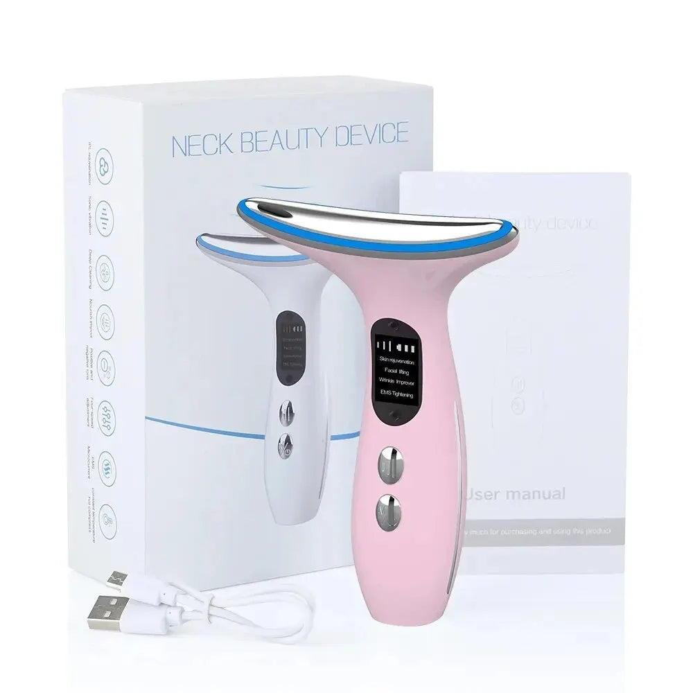 miqmi EMS Microcurrent Neck & Chin Lifting Device – LED Light, Vibration, Anti-Wrinkle Appearance