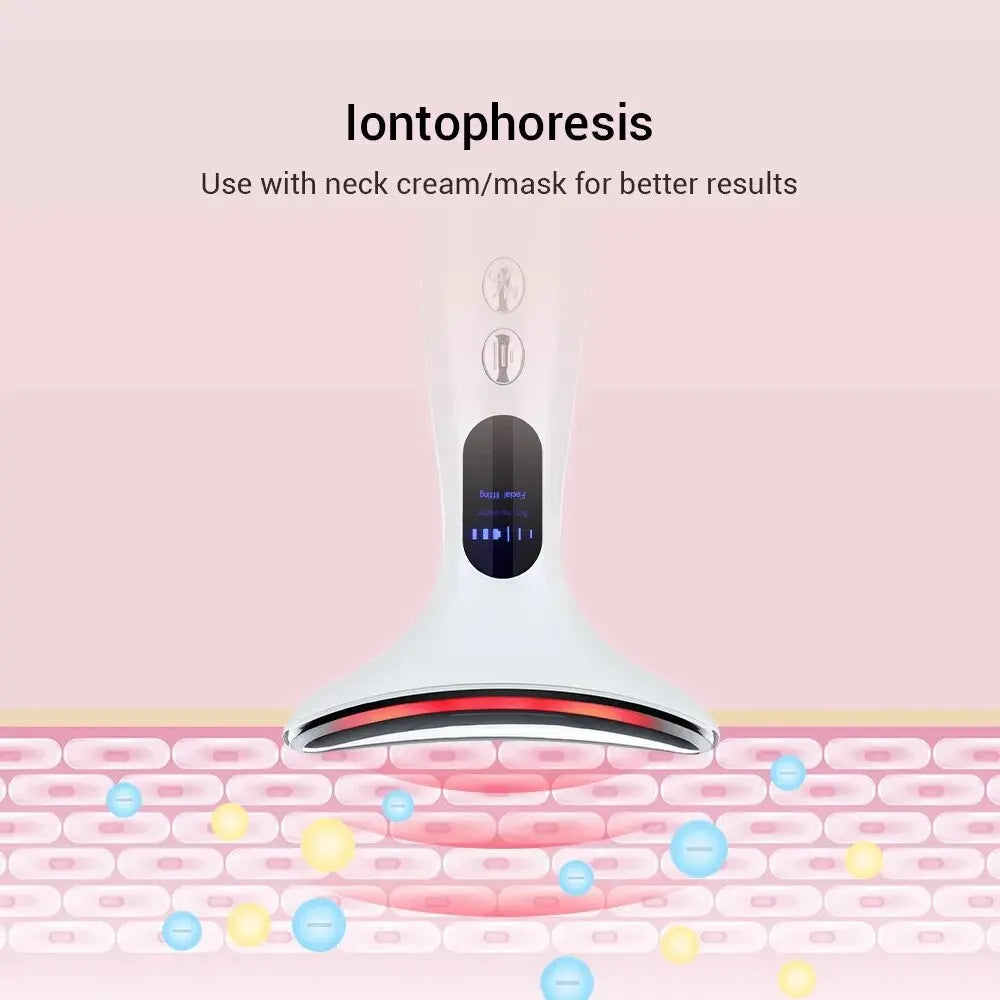 miqmi EMS Microcurrent Neck & Chin Lifting Device – LED Light, Vibration, Anti-Wrinkle Appearance