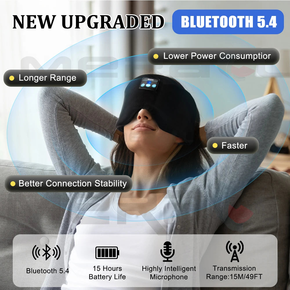 MERALL Bluetooth Sleep Mask Headphones – Wireless Music Eye Mask, Light Blocking, Travel Sleep Aid