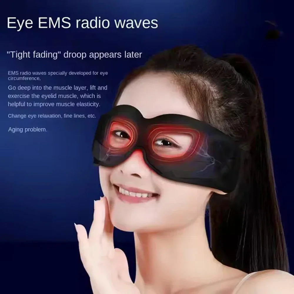 DH Beauty Wearable EMS Eye Massager Mask – Heated, Anti-Wrinkle Appearance, Dark Circle & Puffiness Relief