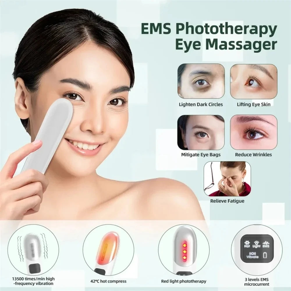 miitina EMS Microcurrent Facial Wand – Red Light, Heat, Vibration, Anti-Wrinkle Appearance, USB Rechargeable