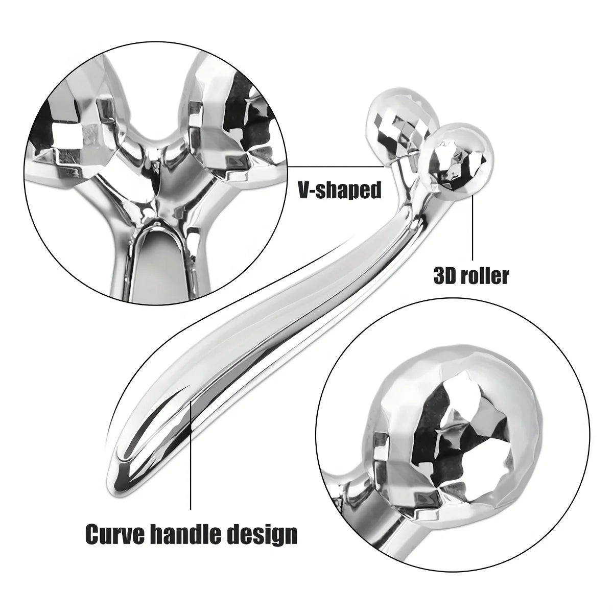 SUOJI Stainless Steel Gua Sha & 3D Roller Massager – Eye Tool, Face Contouring, Dark Circle Appearance