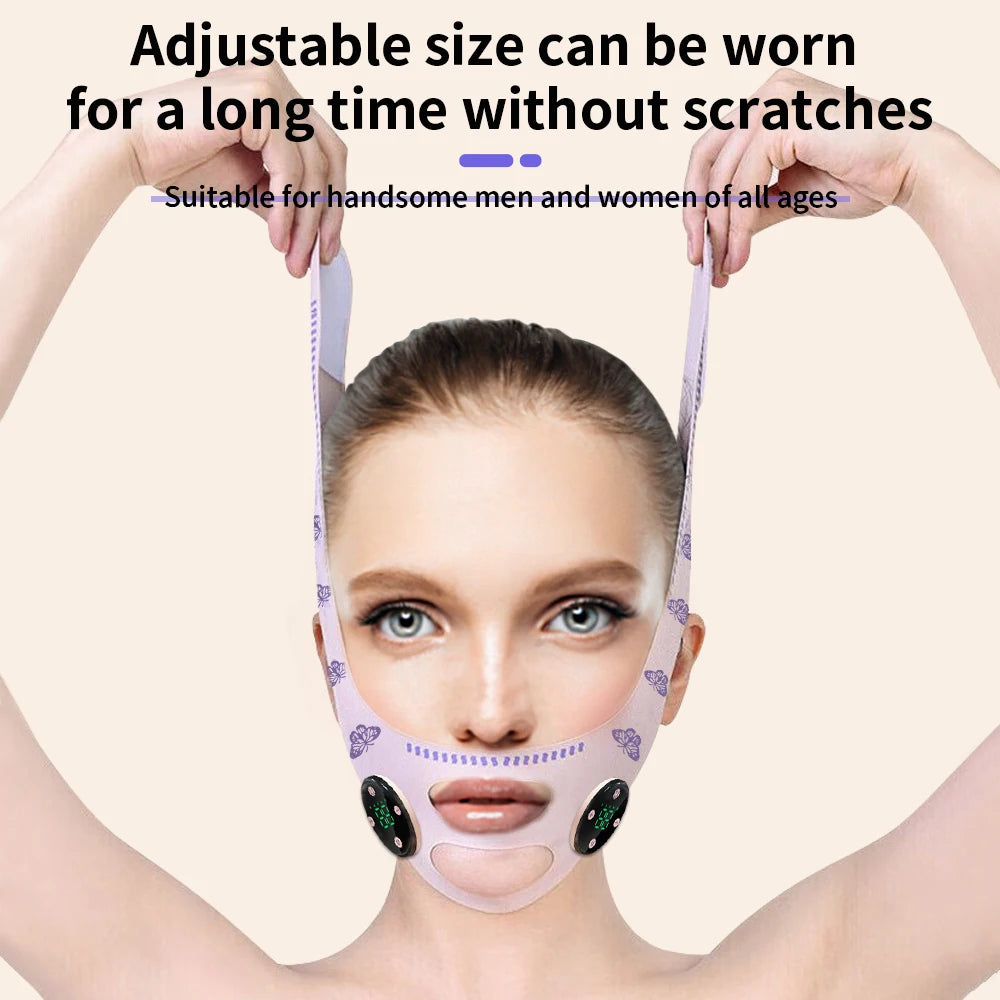 BINZIM EMS Facial Slimming Strap & Lifting Mask – Reduce Double Chin Appearance, USB Rechargeable