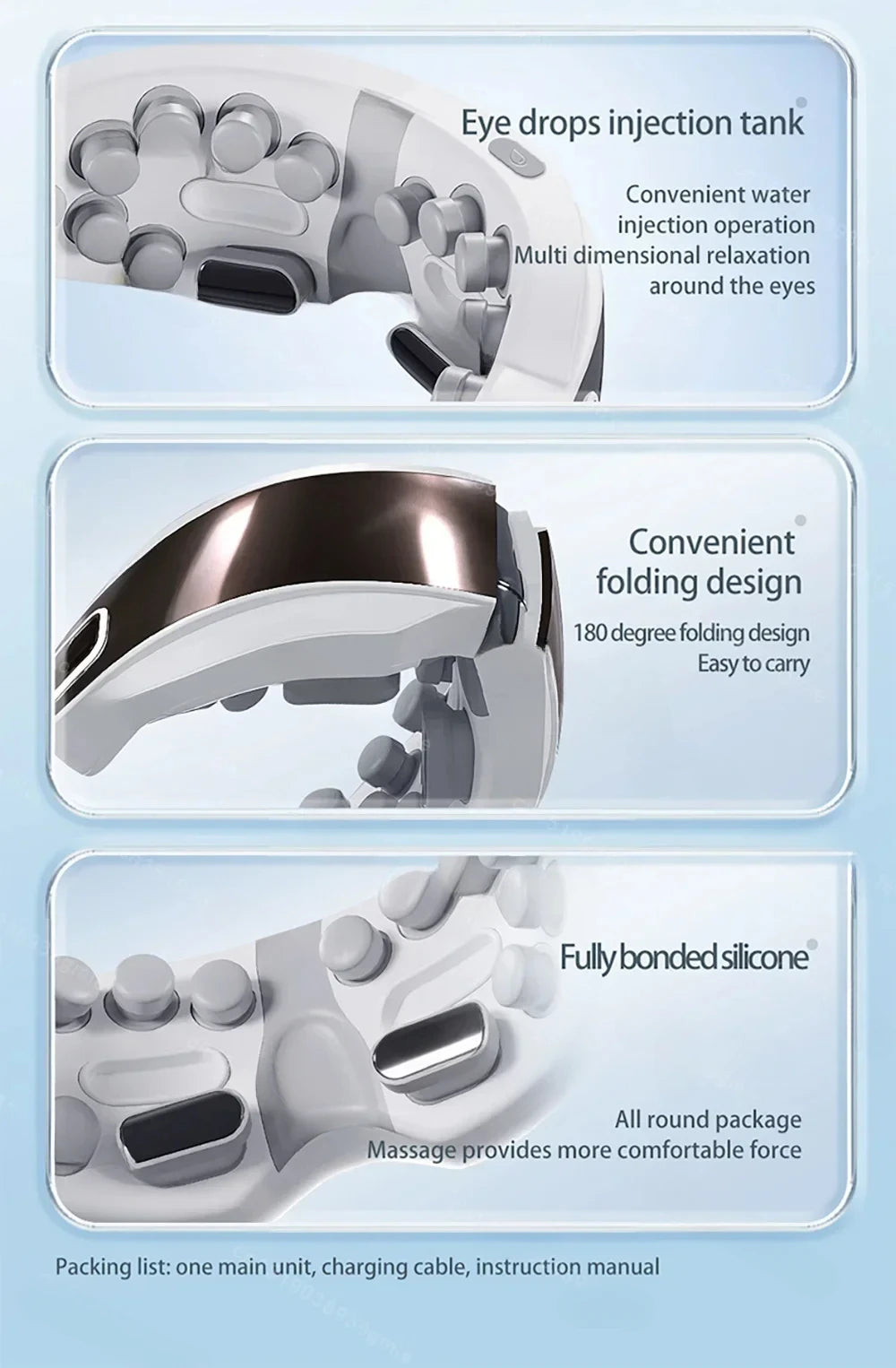 BXA Steam Eye Massager Warm Spa – Kneading Acupressure Massage Heat and Bluetooth Relaxation Aid