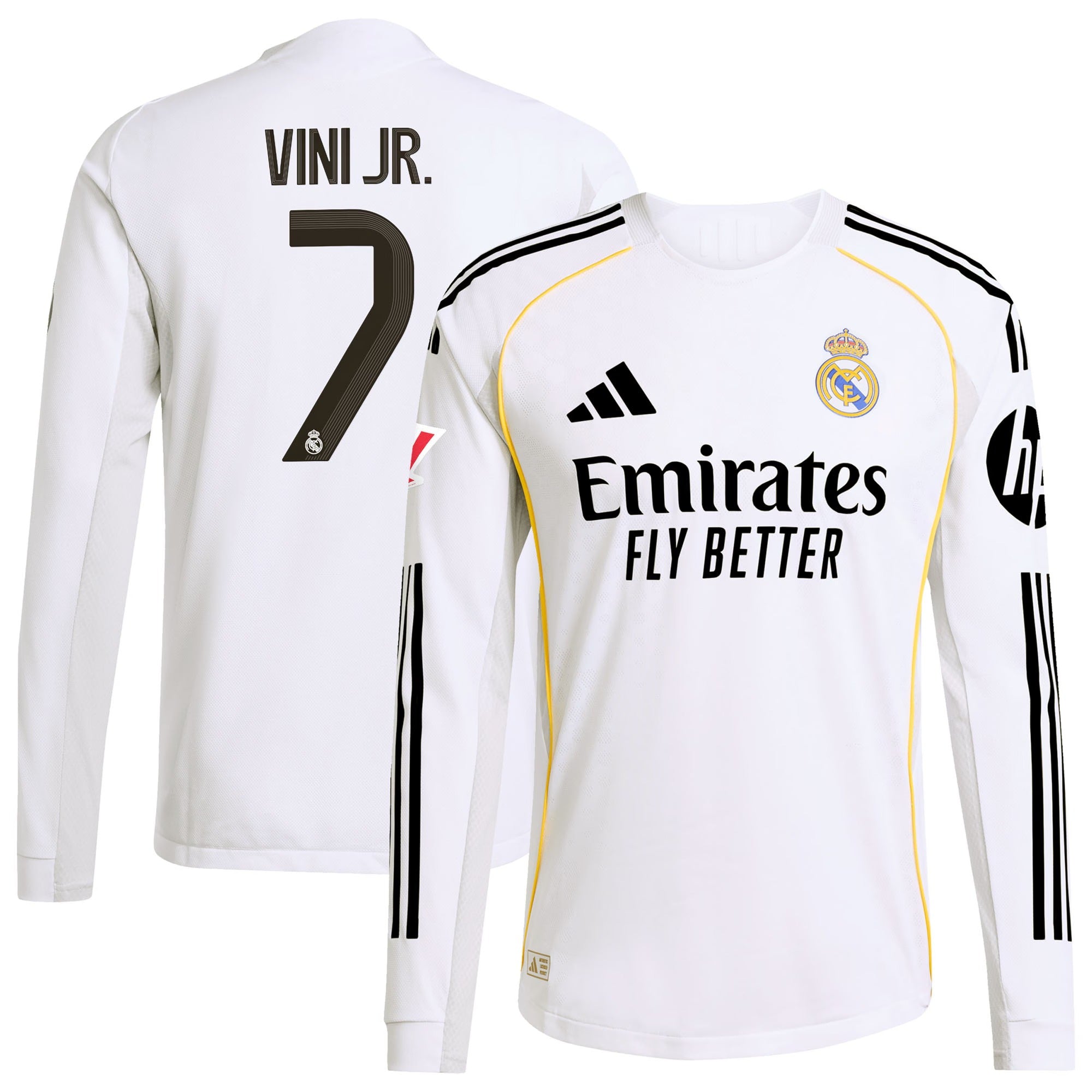 Vini Jr. Real Madrid Selfika 2025/26 Home Long Sleeve Jersey - White