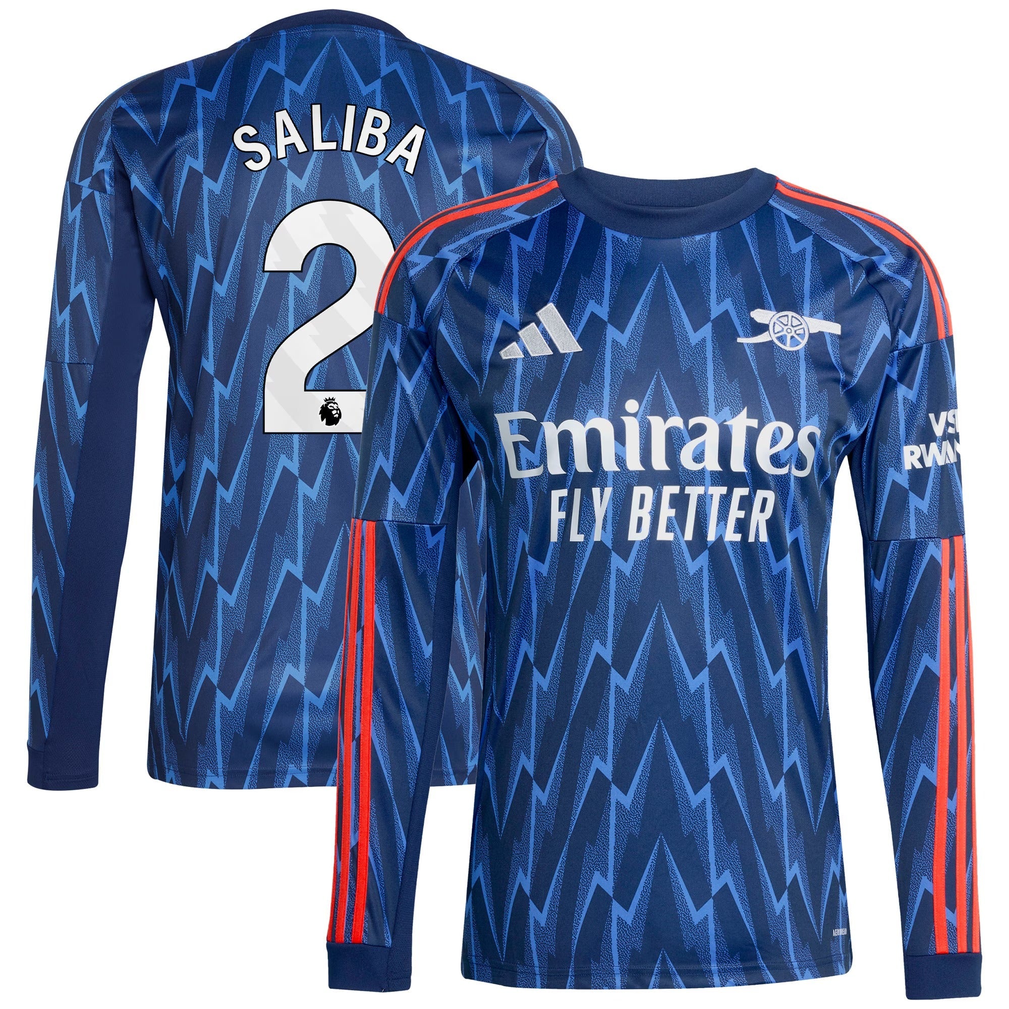 William Saliba Arsenal Selfika 2025/26 Away Long Sleeve Player Jersey - Blue
